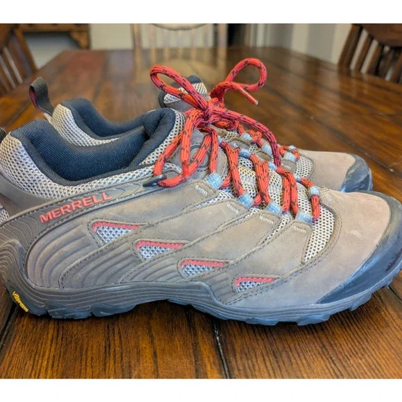 Merrell Boulder Trail Hiking Shoes Mens 9.5 D Brown Vibram Sole EUC - Picture 3 of 8